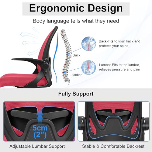 Primy Drafting Chair Tall Office Chair with Flip-up Armrests Executive Ergonomic Computer Standing Desk Chair with Lumbar Support and Adjustable