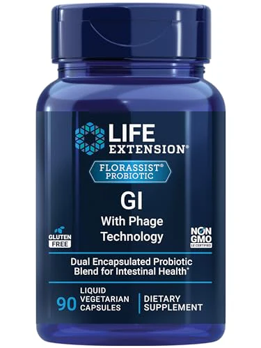 Life Extension FLORASSIST GI with Phage Technology, digestive health, probiotic support, nutrient absorption, 7 probiotic strains
