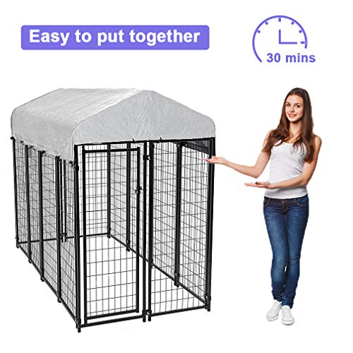 BestPet 8 x 4 x 6 Ft Dog Kennel Outdoor Dog Pen Playpen House Heavy Duty Dog Crate Metal Galvanized Welded Pet Animal Camping Cage Fence with