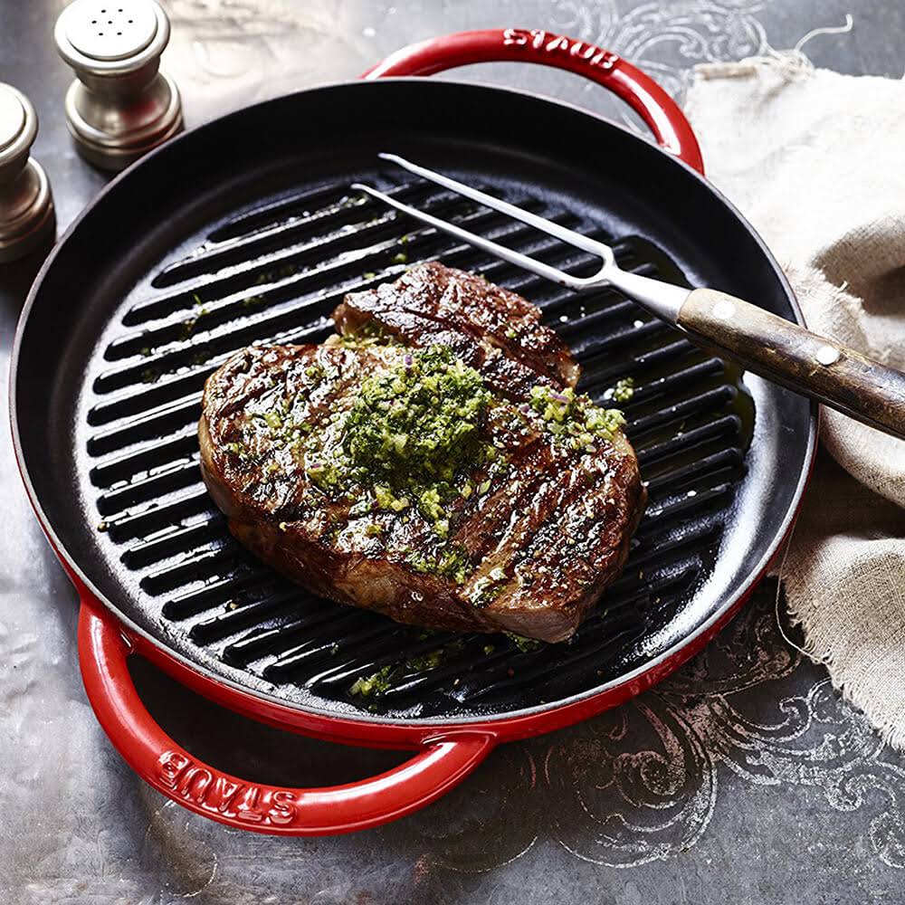 Staub 10-Inch Cherry Red Round Grill Pan