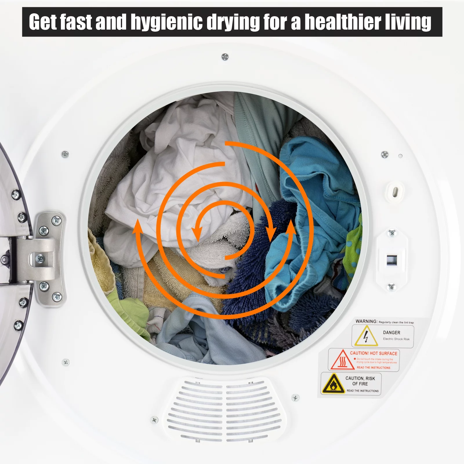 ZOKOP GYM25-78 Compact Portable Household clothes Dryer 1.6cuft with Stainless Steel Drum Black and White 120V MECHANICAL Control ETL Certification