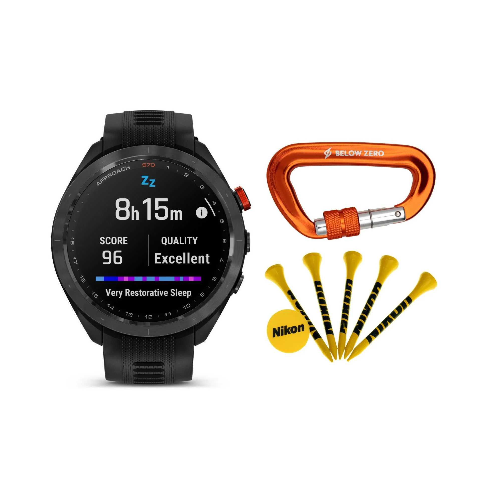 Garmin Approach S70 Premium GPS Golf Watch Bundle with Golf Tee and Carabiner - Curated Treasures Market