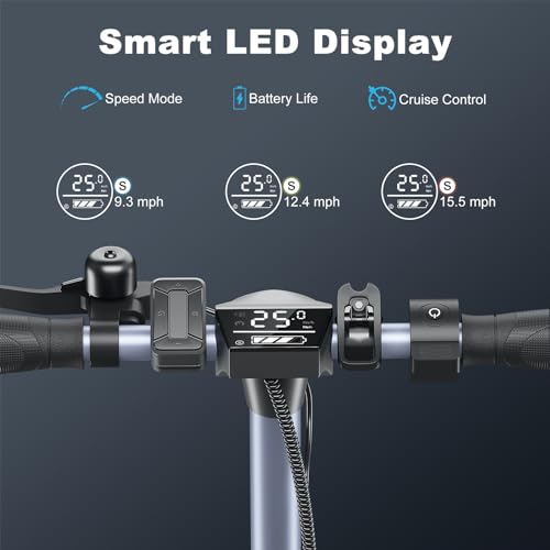 Caroma Electric Scooter, 350W/500W/750W Powerful Motor, 20/25/30 Miles Long Range, 20/25 Mph Top Speed, 9" Solid Tires