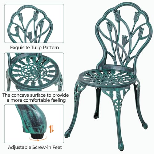 Yaheetech Patio Bistro Sets 3 Piece Cast Aluminum Bistro Table and Chairs Set