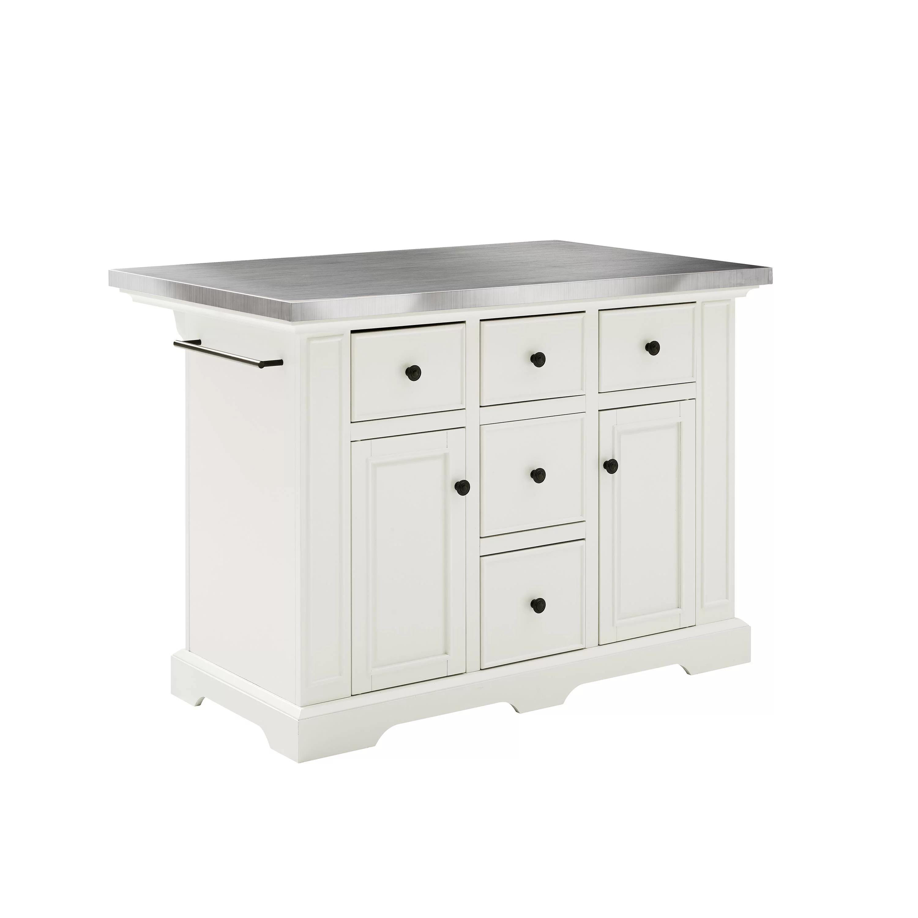 Crosley Furniture Julia Stainless Steel Metal Top Kitchen Island in White
