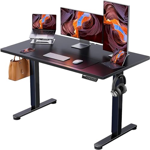 ErGear Height Adjustable Electric Standing Desk, 48 x 24 Inches Sit Stand up Desk, Memory Computer Home Office Desk with Two-Piece Desktop (Walnut)