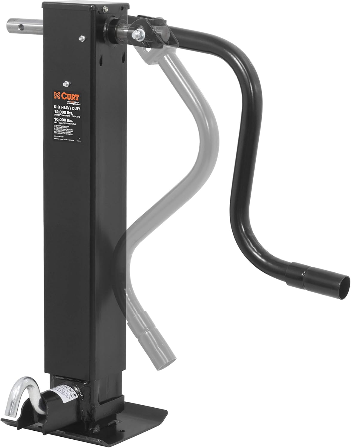 CURT 28512 Direct Weld On Heavy-Duty Trailer Jack, 12,000 lbs. 12-3/8 Inches Vertical Travel