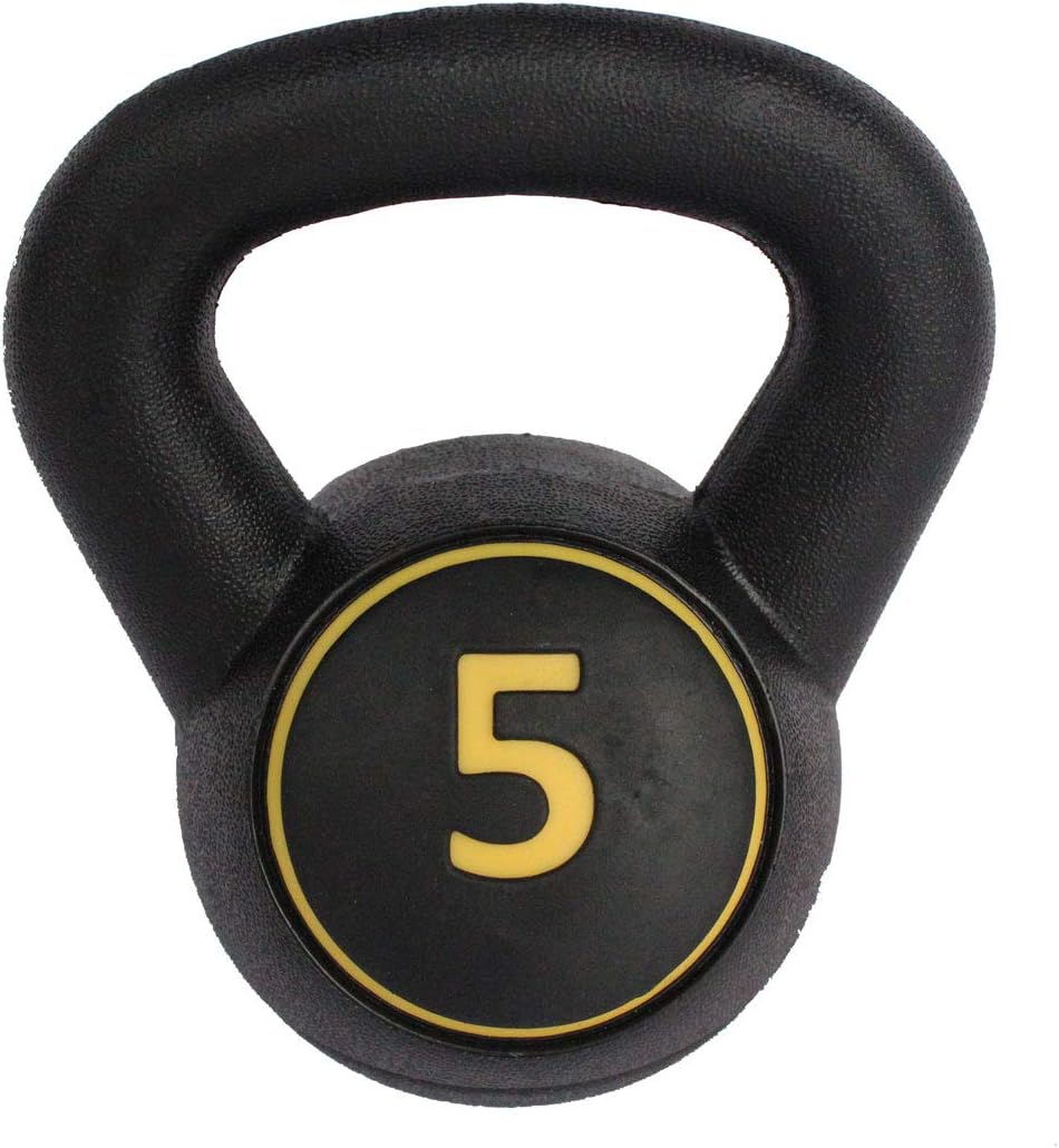 HooKung 3-Piece Kettlebell for Home Gym and Home Workouts Exercise Fitness Weight Set w/ 5lb, 10lb, 15lb Weights, Base Rack Pack of 2