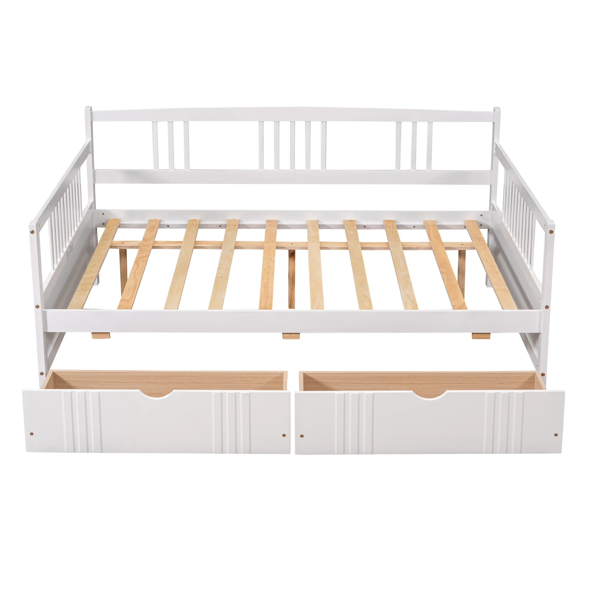 Gewnee Full Size Daybed with Two Storage Drawers,Wooden Sofa Bed for Kid's Bedroom,White