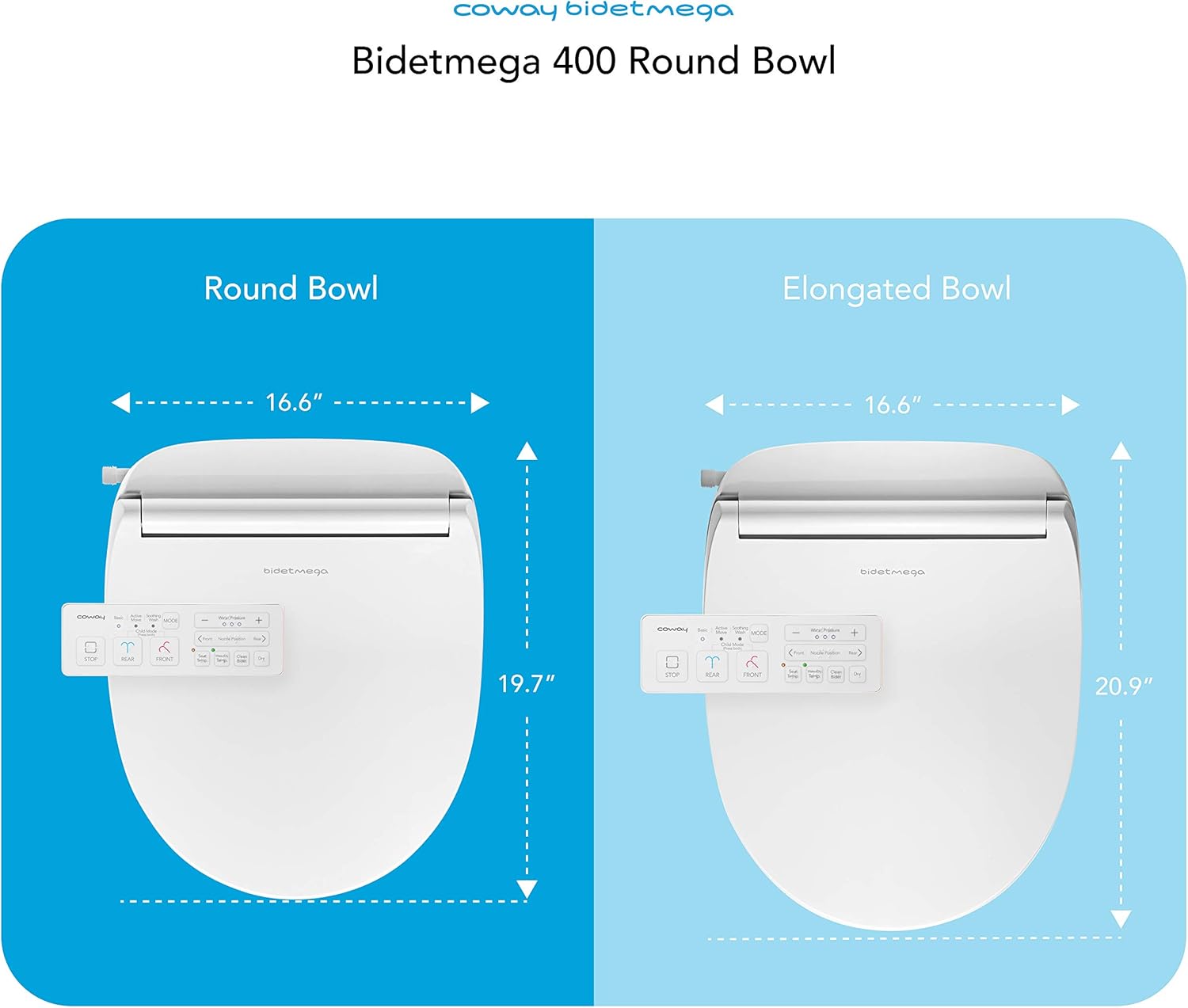 Coway Bidetmega 400R Rounded-Electronic Bidet Seat, White