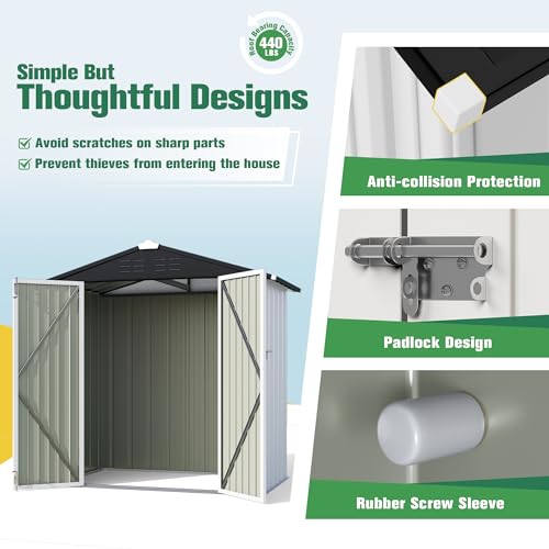 Flamaker Storage Shed Waterproof Metal Garden Shed with Lockable Door Utility Tool Shed Outdoor Storage for Backyard, Patio and Lawn (5 x 3 FT)