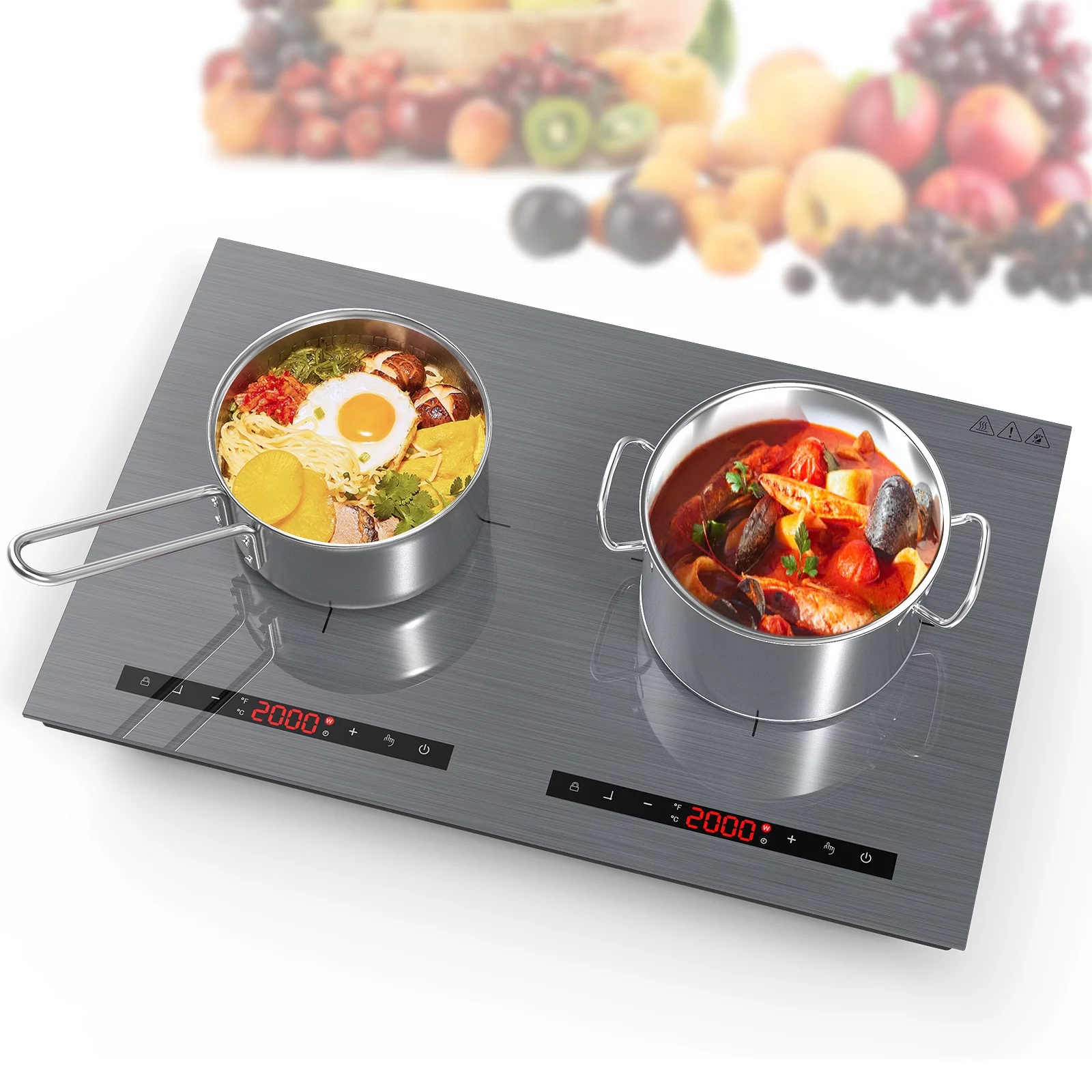 VBGK Induction Cooktop 24 Inch 2 Burner 4000W Plug Electric Burner Countertop Hot Plate for Cooking 110v,3H & Auto Shutdown Induction Burner