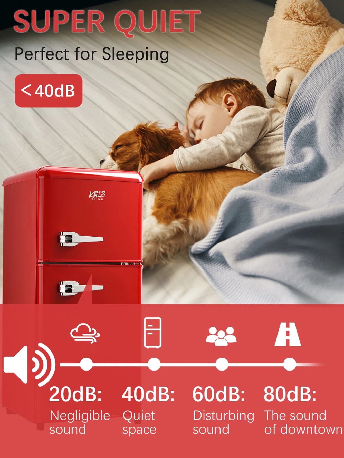 KRIB BLING 3.5 Cu.ft Mini Fridge with 7 Level Thermostat, Compact Refrigerator with Freezer on Top, Ideal for Dorm, Office, Black