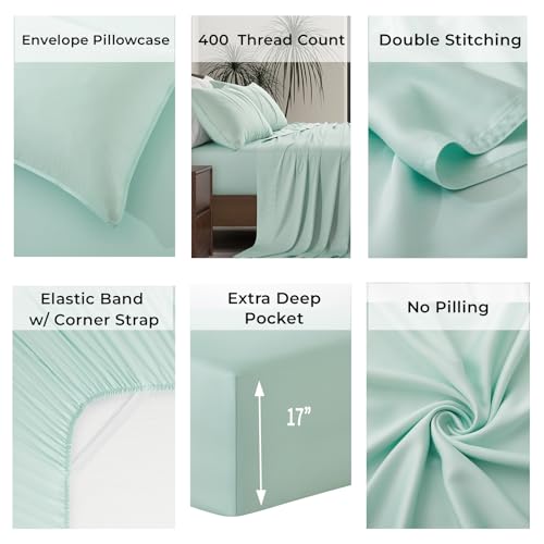 Luxury Bamboo Market | Queen Size Bed Sheet Set | 100% Viscose Made from Bamboo | Organically Grown | Ultra Soft | Cooling Sheets for Hot Sleepers |