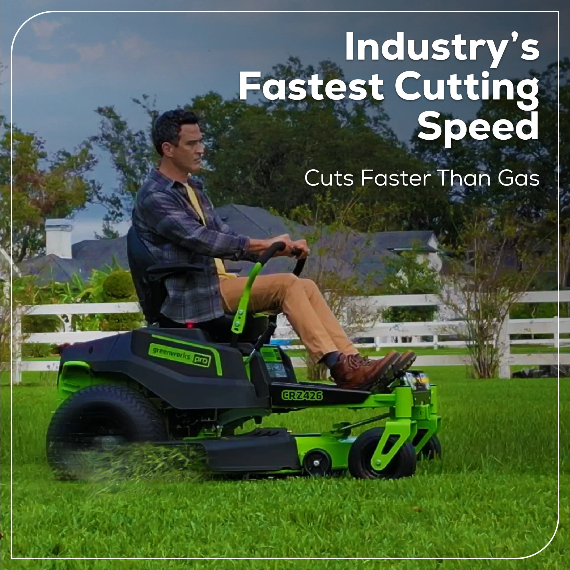 Greenworks 60V 42” Cordless Battery Crossover-Z Zero Turn Riding Lawn Mower + (6) 8Ah Batteries & (3) Dual Port Turbo Chargers 7409302