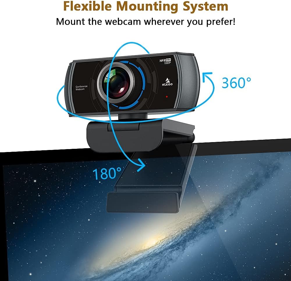 NexiGo N980P 1080P 60FPS Webcam with Microphone and Software Control, USB Computer Camera, Built-in Dual Noise Reduction Mics