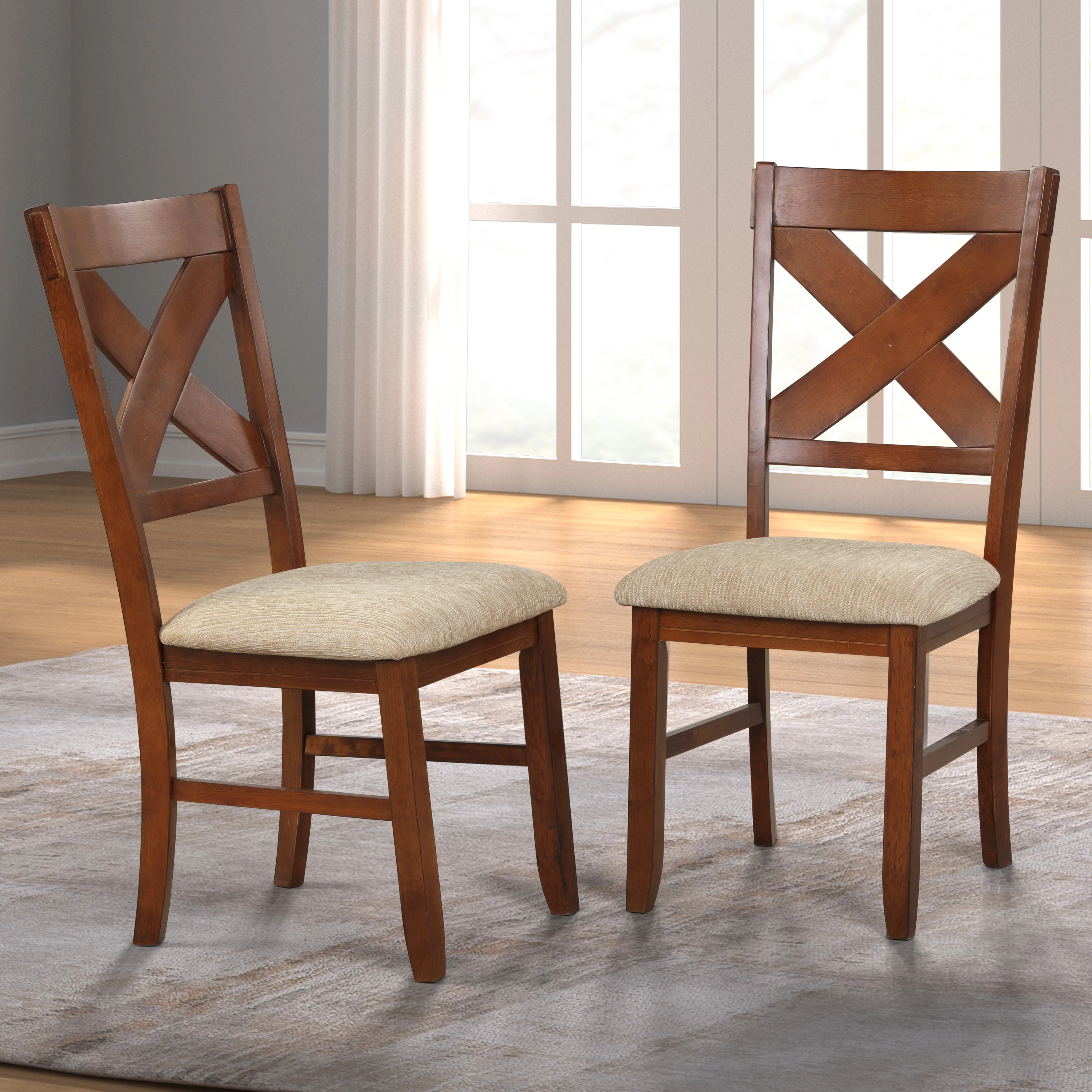 Roundhill Furniture Karven 9-Piece Extendable Dining Set - Glazed Pine Brown - Radiant Selections