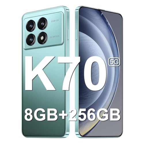 K70 5G Unlocked cell phones 2024 Android 13 smartphones 8GB+256GB/8-Core Android Phones 6.7" HD Screen 24MP+50MP Camera 6200mAh Battery Standby 5G