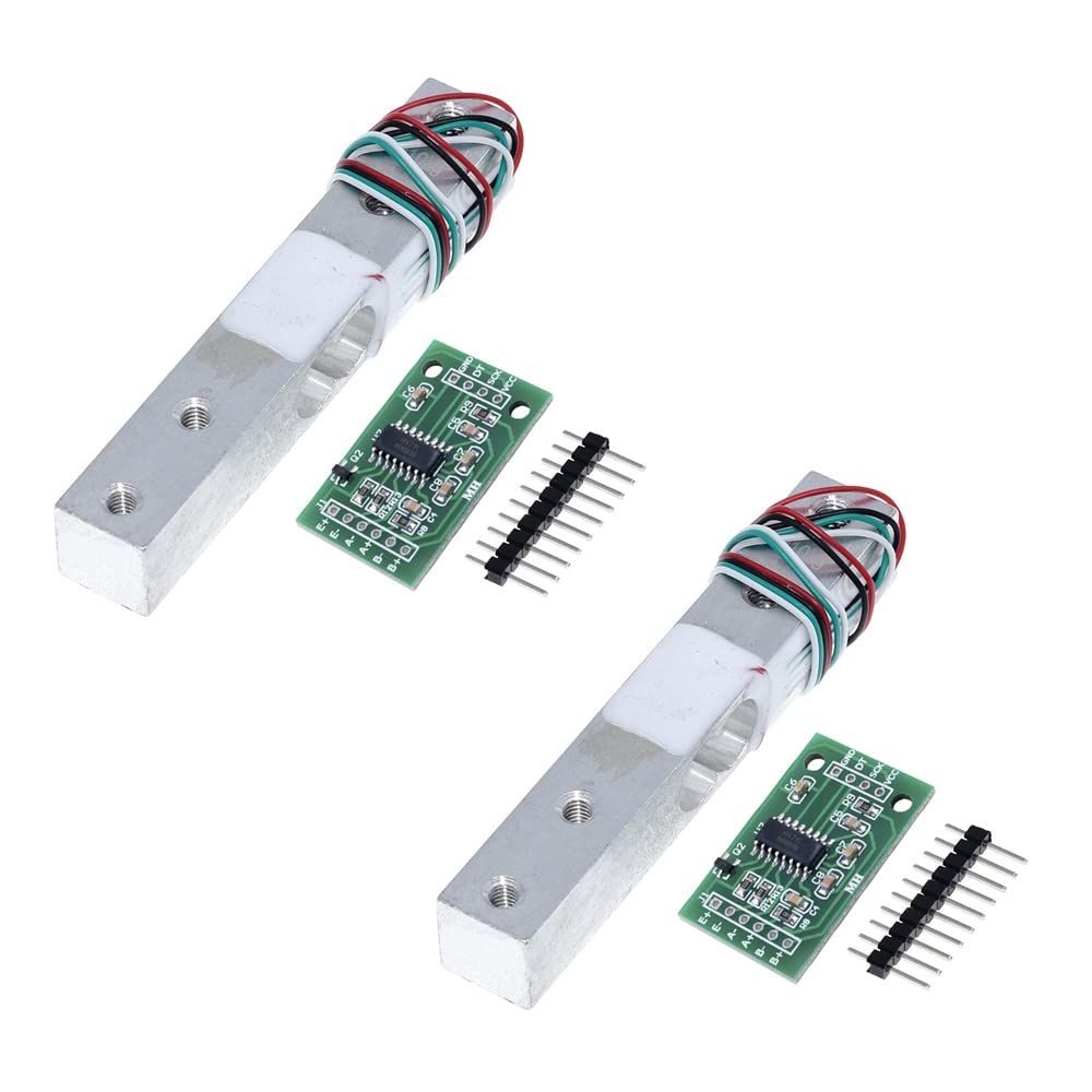 2 Sets Digital Load Cell Weight Sensor + HX711 ADC Module Weighing Sensor for Arduino DIY Portable Electronic Kitchen Scale Kit (5kg, HX711)
