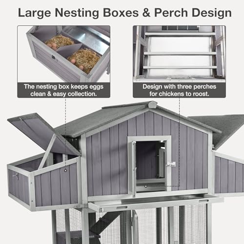 Large Chicken Coop - Unique Folding Design for Easy to Set Up - Chicken House for Outdoor with Two Nesting Box, Leakproof Pull-on Tray