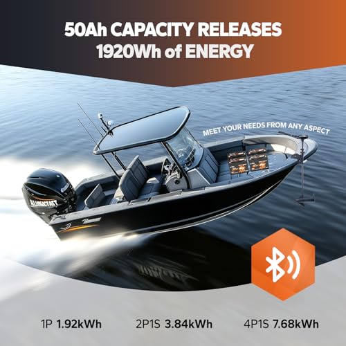 LiTime 36V 50Ah Trolling Motor Bluetooth Low-Temp Protection LiFePO4 Battery Buit in 50A BMS