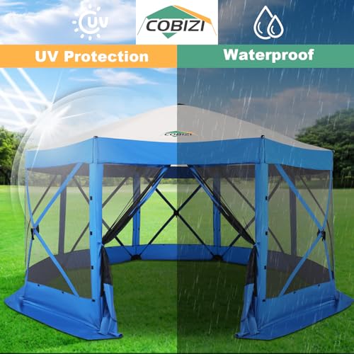 COBIZI 12x12ft Pop up Gazebo Screen Tent Screen House for Camping, Camping Outdoor Screened Gazebo, Canopy Tent