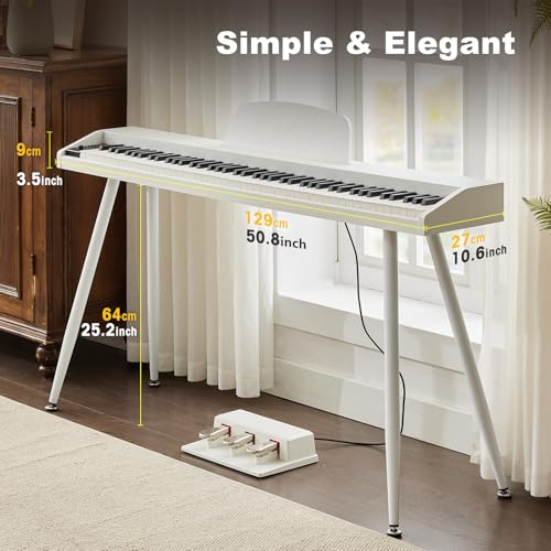 MUSTAR 88 Key Piano Keyboard for Beginners, Semi Weighted Electric Piano Keyboard 88 Keys, Portable Digital Piano 88 Key Weighted with 3-Pedal Unit
