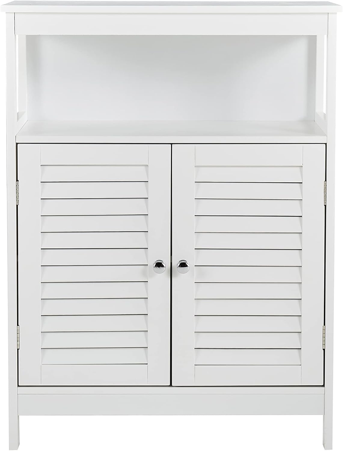 HoorLang Storage for Bathroom, Small Cabinets, Bathroom Table with Storage Cupboard Open Compartments, Easy Assembly White HLBC04W