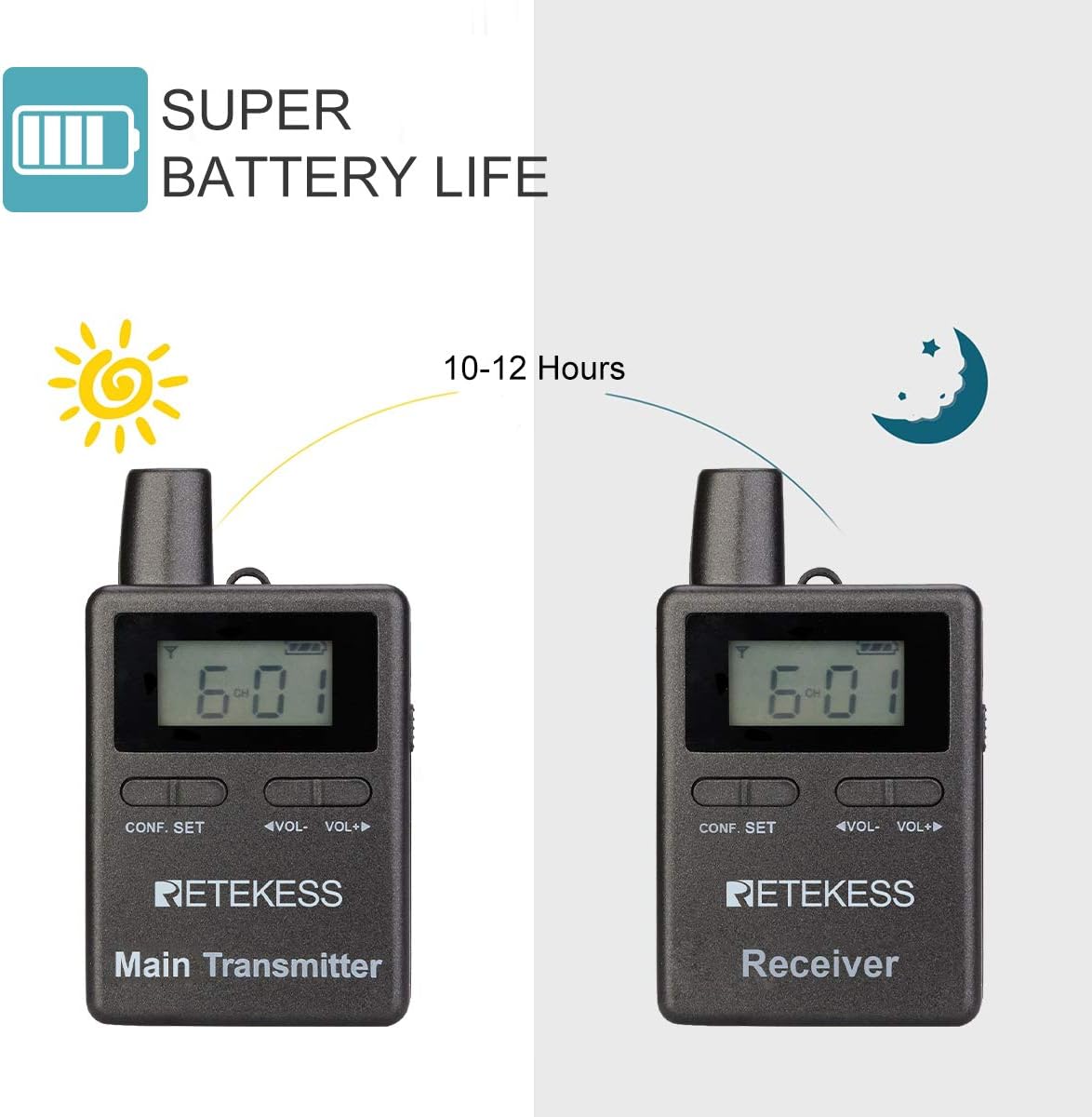 Retekess Case of 2 Transmitters and 10 Receivers, TT105,Wireless Tour Guide System,Two-Way Multichannel Translation System