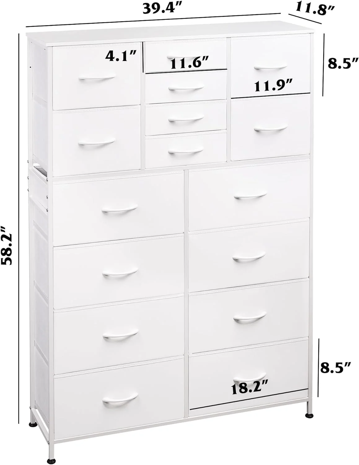 WANHUI 16 Drawers Dresser, Tall Dresser for Bedroom, Closet, Hallway, Storage Dresser Organizer unit