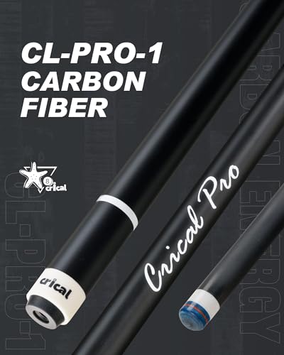 CRICAL Carbon Fiber Pool Cue Stick 58" Billiard Cue Sticks Professional Low Deflection Pool Sticks with 3/8 * 8 Pin Joint and 12.5mm Tip