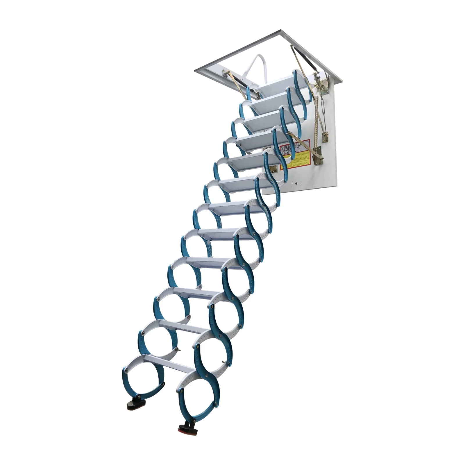 Techtongda Attic Ceiling Ladder Loft Wall Stair Attic Extension Ladder 9.8ft Vertial Height Blue-White Carbon Steel