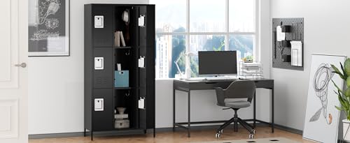 72" Metal Locker for Employees 3 Doors Blue Steel Storage Locker for Office, School, Gym - Metal Storage Cabinets for Home, Office, Gym, School