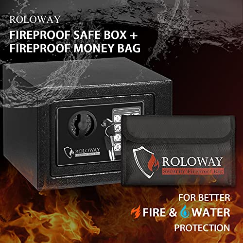 ROLOWAY Steel Safe Box (2.2 Cubic Feet), Money Safe for Home Safe, Lock Box with Fireproof Bag for Cash Safe, Security Safety Box for Document Safe