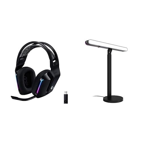 Logitech G733 Lightspeed Wireless Gaming Headset, Suspension Headband, Lightsync RGB, Blue VO!CE Mic, PRO-G Audio – Black, Gaming Headset Wireless
