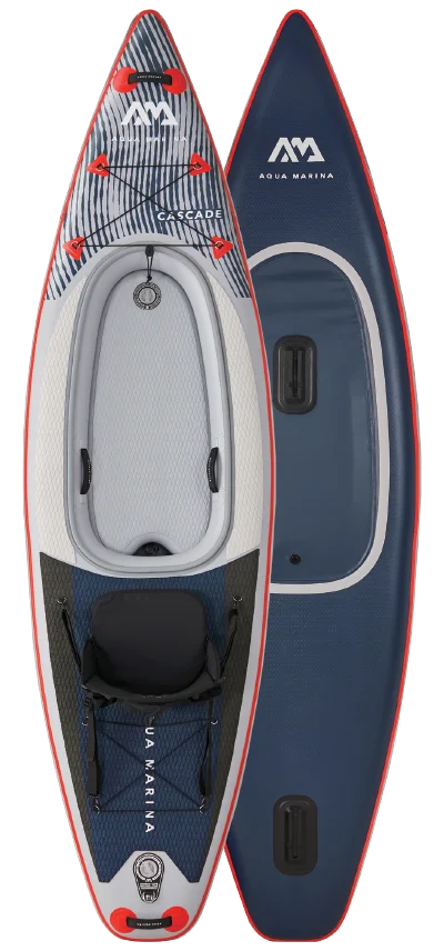 Aqua Marina VERSATILE / HYBRID KAYAK - CASCADE 11'2 - Inflatable KAYAK Package, including Carry Bag, Paddle, Fin, Pump & Safety Harness