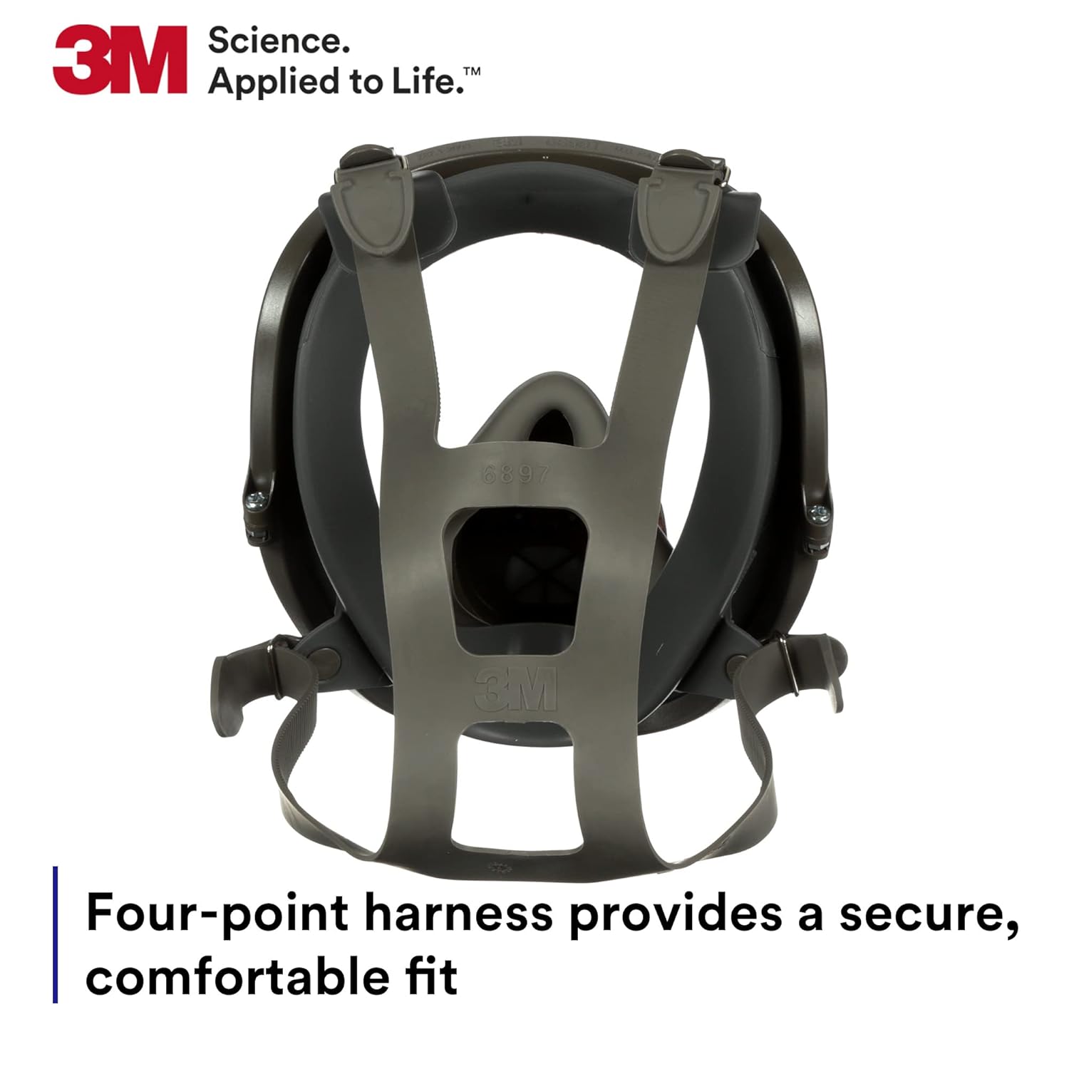 3M Full Facepiece Reusable Respirator 6900, NIOSH, Large Lens, ANSI High Impact Eye Protection, Silicone Face Seal, Four-Point Harness