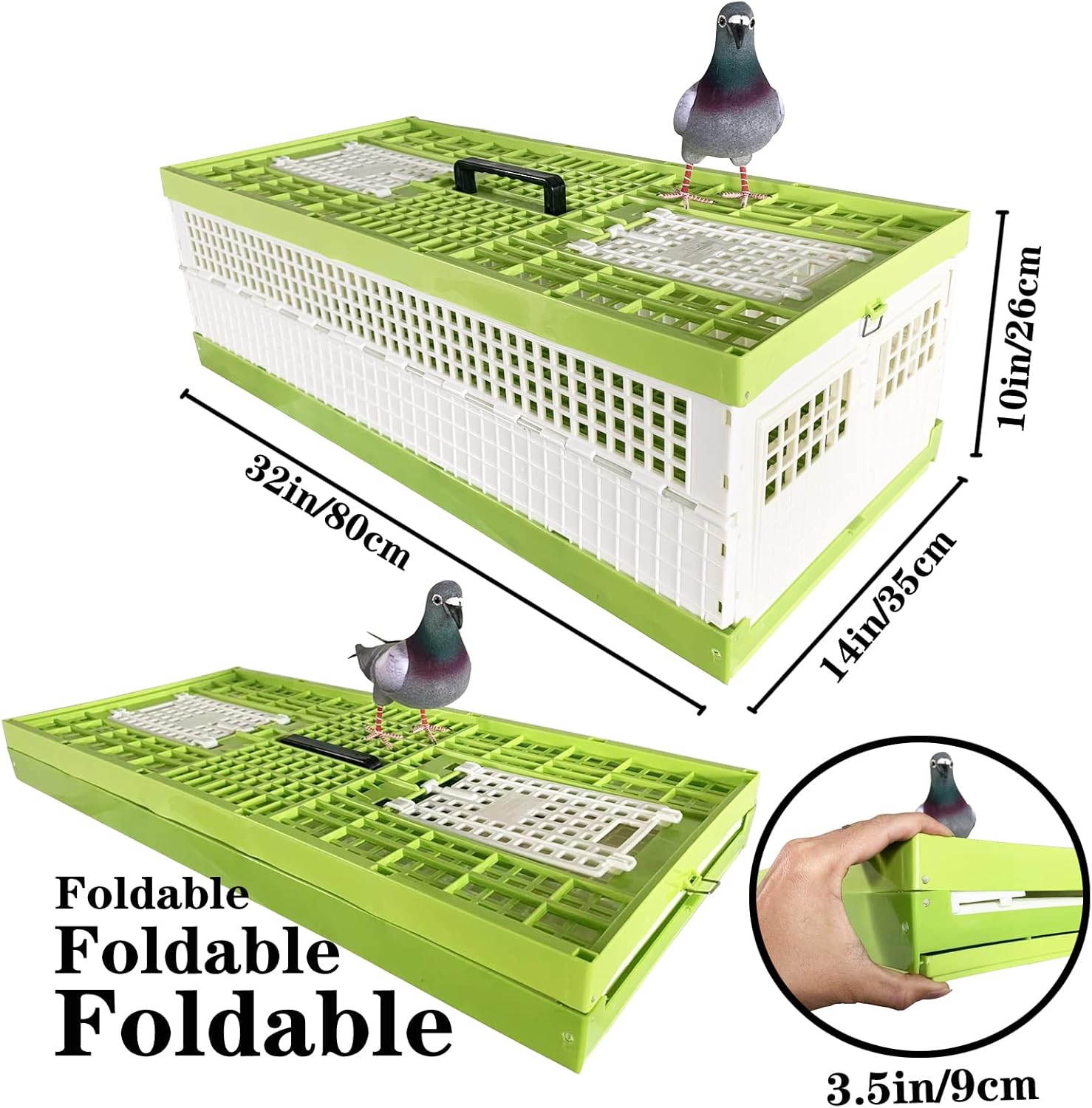 Plastic Folding Pigeon Cage Training Flying Cage Transport Cage 32in for Racing Pigeon