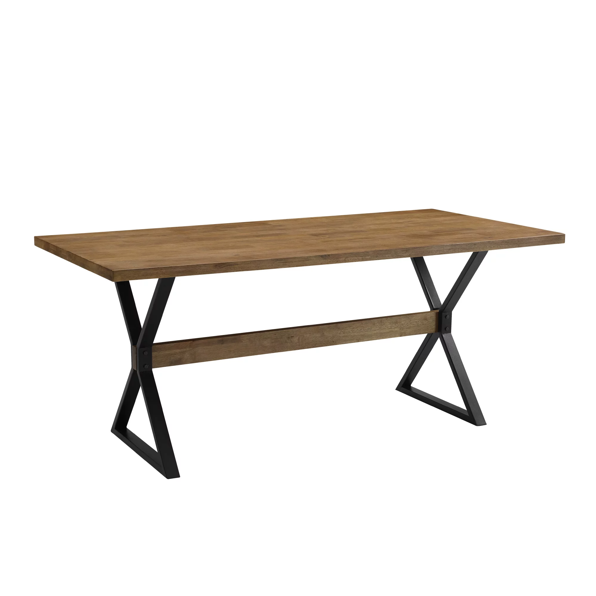 Walker Edison Modern Farmhouse X Leg Dining Table, Reclaimed Barnwood