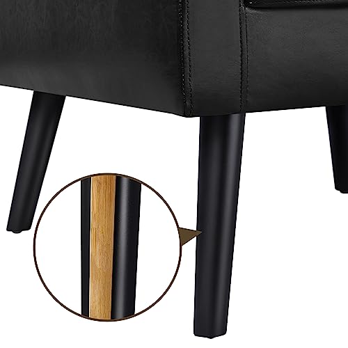 Yaheetech Mid-Century Accent Chairs, PU Leather Modern Upholstered Living Room Chair