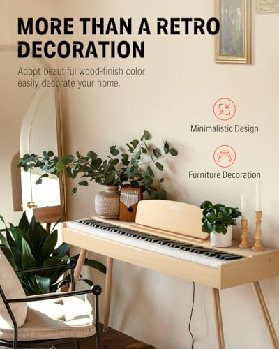 Donner DDP-80 PLUS Digital Piano 88 Key Weighted Keyboard, Home Electric Piano, Supports USB-MIDI & Headphones Connection, Semi-open Cover Designed