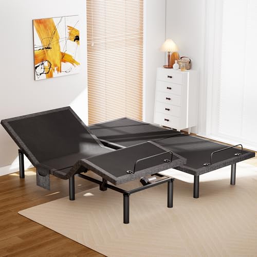 Amada Queen Adjustable Bed Frame with Massage, Head & Foot Incline, Wireless Remote, 4 Built-in USB Ports, LED Night Light, 4 Height-Adjustable Legs