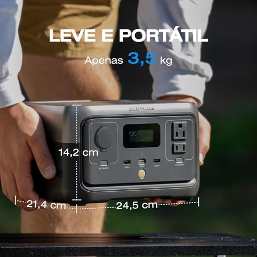 EF ECOFLOW Portable Power Station RIVER 2, 256Wh LiFePO4 Battery/ 1 Hour Fast Charging, 2 Up to 600W AC Outlets