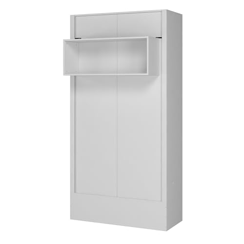 Oakland Living Easy-Lift Full Murphy Wall Bed in White with Shelf