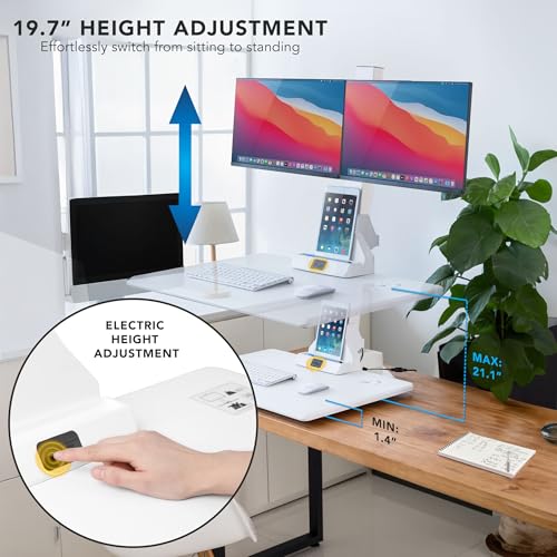 Mount-It! Electric Standing Desk Converter - Motorized Sit-Stand Desk Riser with Monitor Mount