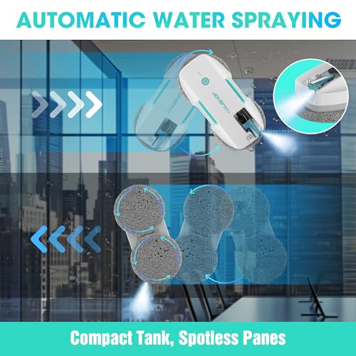HAUSHOF Robot Window Cleaner with 3800Pa Suction, Auto Water Spray, AI Path Planning & Edge Detection, Remote Control for High-Rise Window, Glass Door