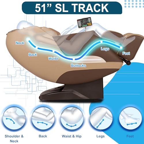 Massage Chair, 3D Massage Chair Full Body, Zero Gravity Shiatsu Recliner W/Heating, SL Track, Wireless Charger, Bluetooth Speaker, Foot Rollers