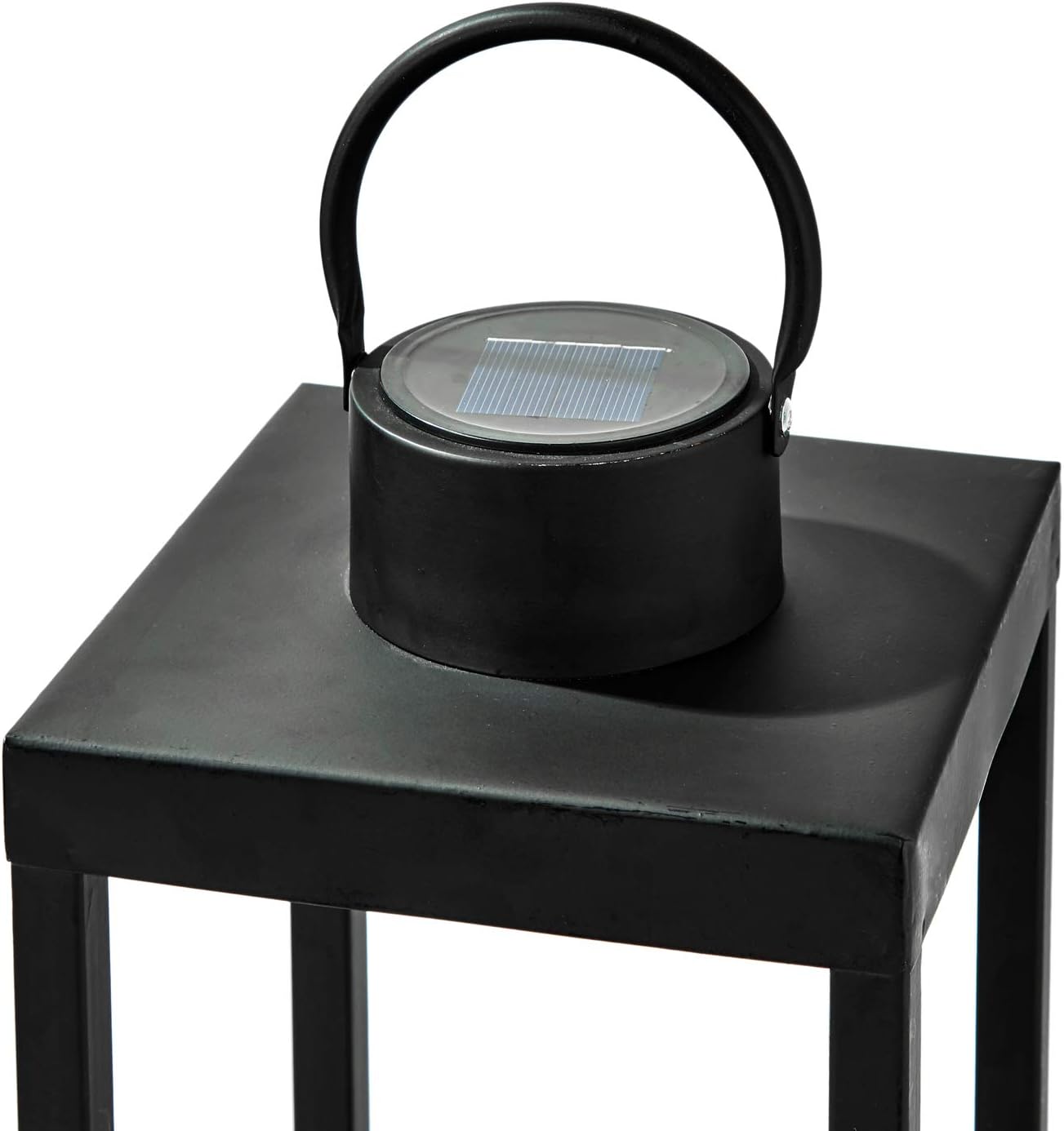 Large Outdoor Lantern with Solar Candle - 18 Inch Tall, Matte Black Metal Frame, Waterproof Flameless Pillar Candle, Dusk to Dawn Timer