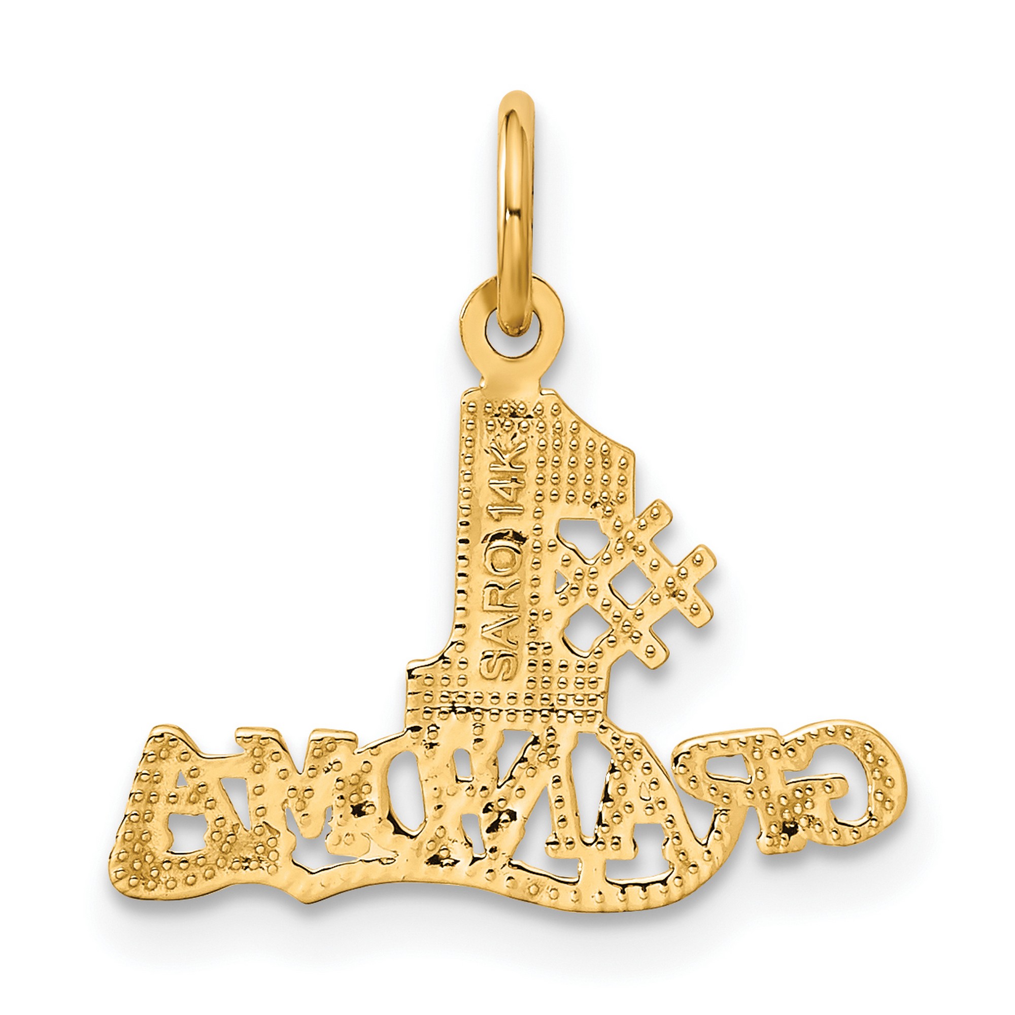 Solid 14k Yellow Gold #1 Grandma Words Pendant