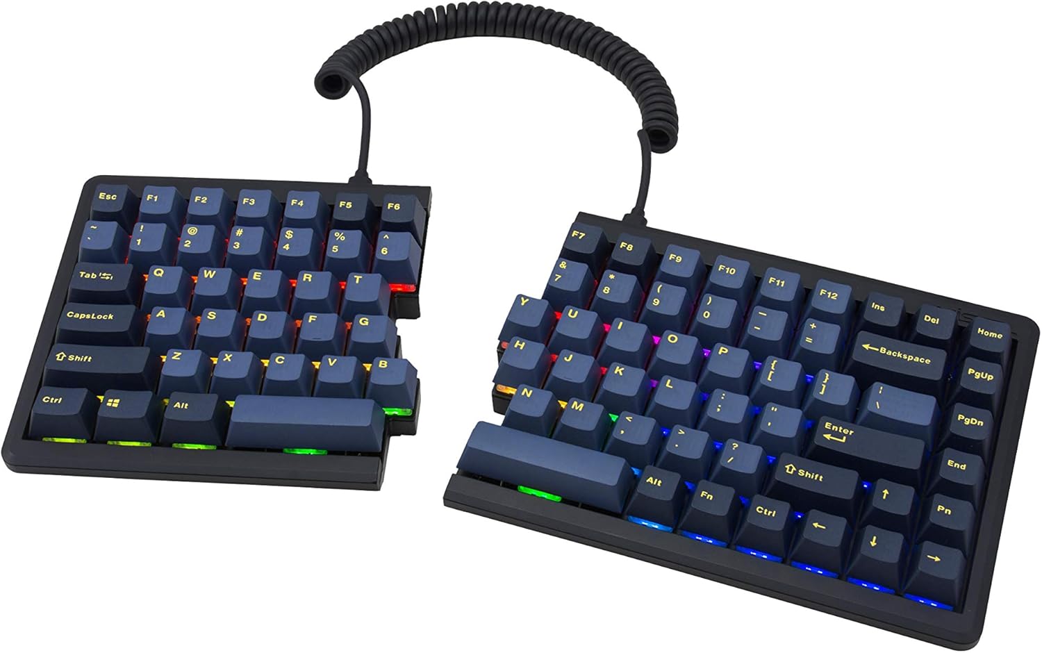 Mistel BAROCCO MD770 RGB Wired + Wireless Bluetooth TKL Split Mechanical Keyboard with Cherry MX Blue Switch, Ergonomic Gaming Keyboard
